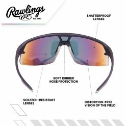 Rawlings RY2101 Youth Boys Baseball Shield Sunglasses Sport (Black/Yellow) -Cheap Baseball Bats Store 02a0821 a