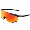 100% Racetrap 3.0 Sport And Cycling Sunglasses With HD Lenses (Soft Tact Black - Hiper Red Multilayer Mirror Lens)