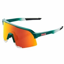 100% S3 Sport Performance Vented Baseball Sunglasses W/ Interchangeable Lenses (BORA - Hansgrohe Team Gloss Metallic / Matte White - HiPER Red Multilayer Mirror Lens)