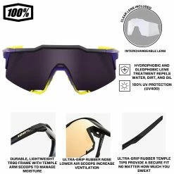 100% Speedcraft Sport Performance Baseball Sunglasses HD Interchangeable Lens (Dark Purple Lens) -Cheap Baseball Bats Store 100 60007 00003 dkpurpleinfographic2.1