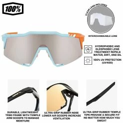 100% Speedcraft Sport Performance Baseball Sunglasses HD Interchangeable Lens (Two Tone - Silver Mirror Lens) -Cheap Baseball Bats Store 100 60007 00016 silverinfographic2 1
