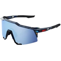 100% Speedcraft Sport Performance Baseball Sunglasses HD Interchangeable Lens (Black Holographic - HiPER Blue Multilayer Mirror Lens)