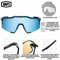 100% Speedcraft Sport Performance Baseball Sunglasses HD Interchangeable Lens (Black Holographic - HiPER Blue Multilayer Mirror Lens) -Cheap Baseball Bats Store 100 60007 00022 Hiperblue INFOGRAPHIC2.0
