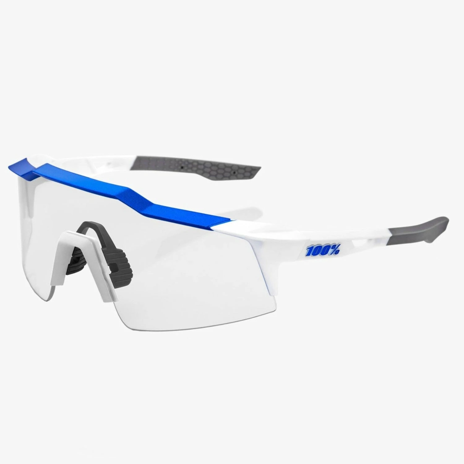 100% Speedcraft SL Performance Vented Baseball Sport Sunglasses (Matte White/Metallic Blue-HiPER Blue Multilayer Mirror Lens) 4 100% Speedcraft SL Performance Vented Baseball Sport Sunglasses (Matte White/Metallic Blue-HiPER Blue Multilayer Mirror Lens) - Image 4