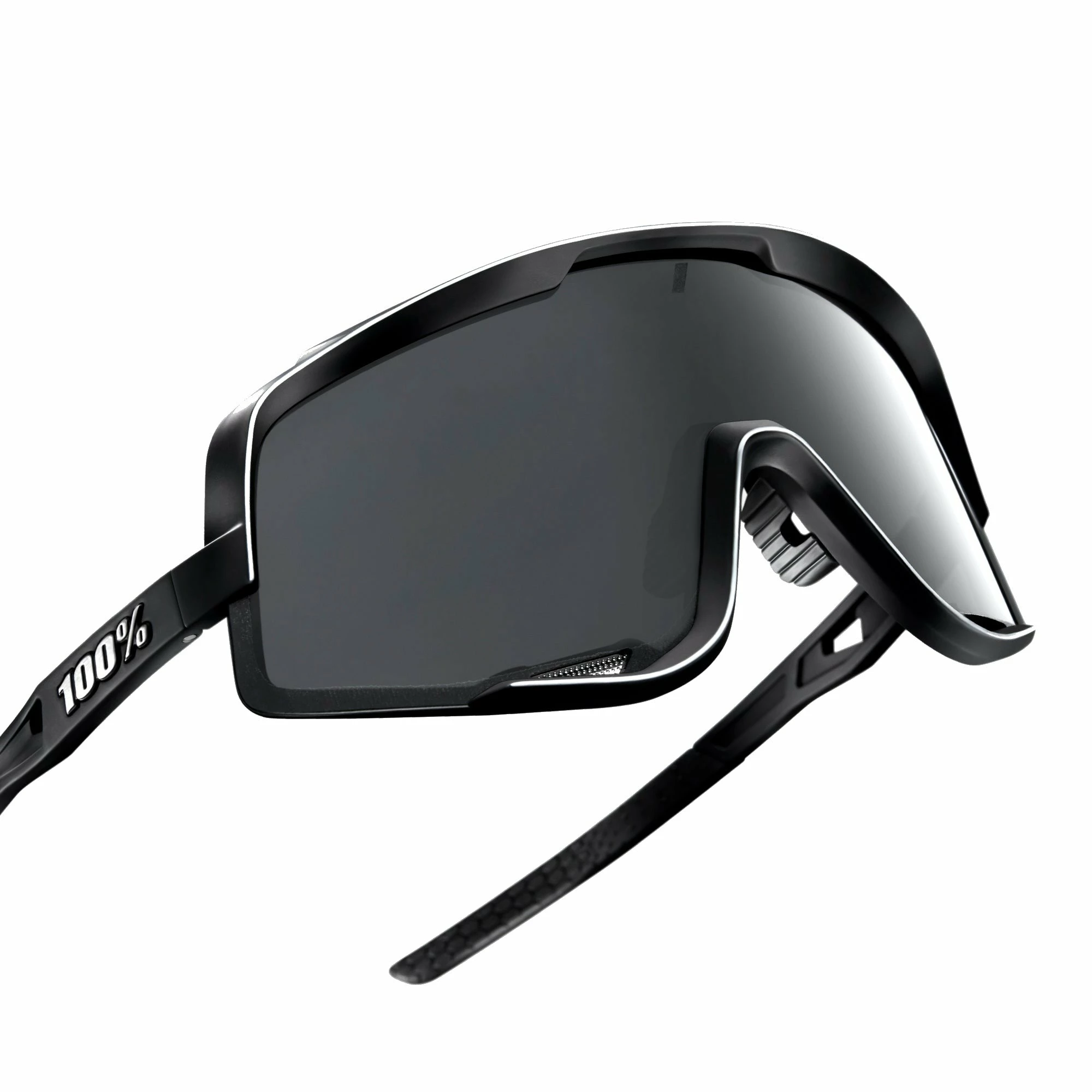 100% Glendale Xtreme Sports Performance Sunglasses W Interchangeable Lenses (Soft Tact Black - Smoke Lens) 3 100% Glendale Xtreme Sports Performance Sunglasses W Interchangeable Lenses (Soft Tact Black - Smoke Lens) - Image 3