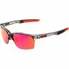 100% Sportcoupe Sport Performance Sunglasses - Sport Eyewear (Polished Translucent Crystal Smoke - Purple Multilayer Mirror Lens + Clear Lens Included)