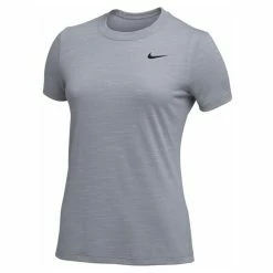 Nike Legend Veneer Women's Dri-Fit Crewneck Fitness T-Shirt Tee (Wolf Grey/Black)