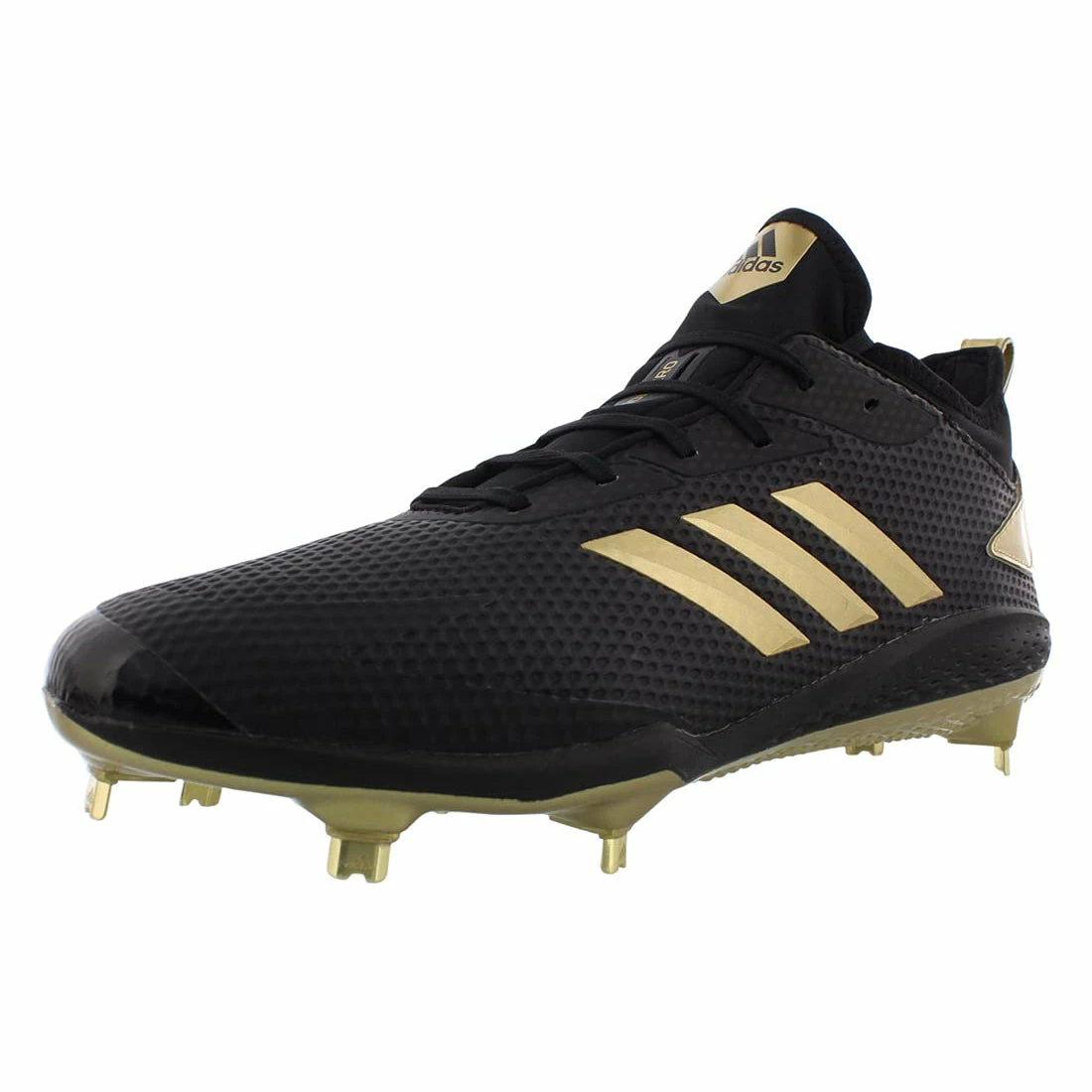 Adidas Adizero Afterburner V Men's Metal Spike Baseball Cleats (Black/Gold) 1 Adidas Adizero Afterburner V Men's Metal Spike Baseball Cleats (Black/Gold)