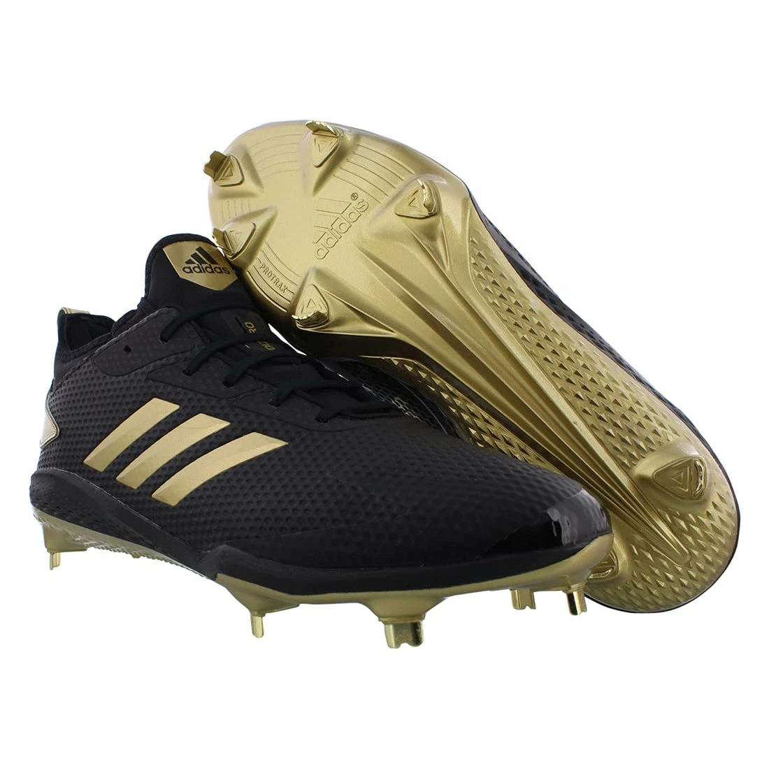 Adidas Adizero Afterburner V Men's Metal Spike Baseball Cleats (Black/Gold) 2 Adidas Adizero Afterburner V Men's Metal Spike Baseball Cleats (Black/Gold) - Image 2