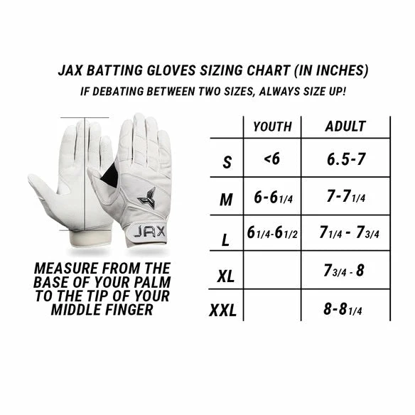 JAX Batting Gloves Pro Model Adult Batting Gloves (Arctic White) 5 JAX Batting Gloves Pro Model Adult Batting Gloves (Arctic White) - Image 5