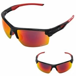 Guardian Baseball Diamond Ray Beams Adult Shield Sunglasses - Comes With Protective Case And Lens Cloth - Adult Unisex - Sports Sunglasses (Black/Red)