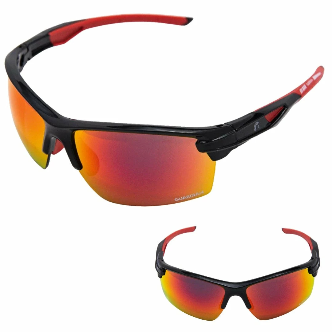 Guardian Baseball Diamond Ray Beams Adult Shield Sunglasses - Comes With Protective Case And Lens Cloth - Adult Unisex - Sports Sunglasses (Black/Red) 1 Guardian Baseball Diamond Ray Beams Adult Shield Sunglasses - Comes With Protective Case And Lens Cloth - Adult Unisex - Sports Sunglasses (Black/Red)