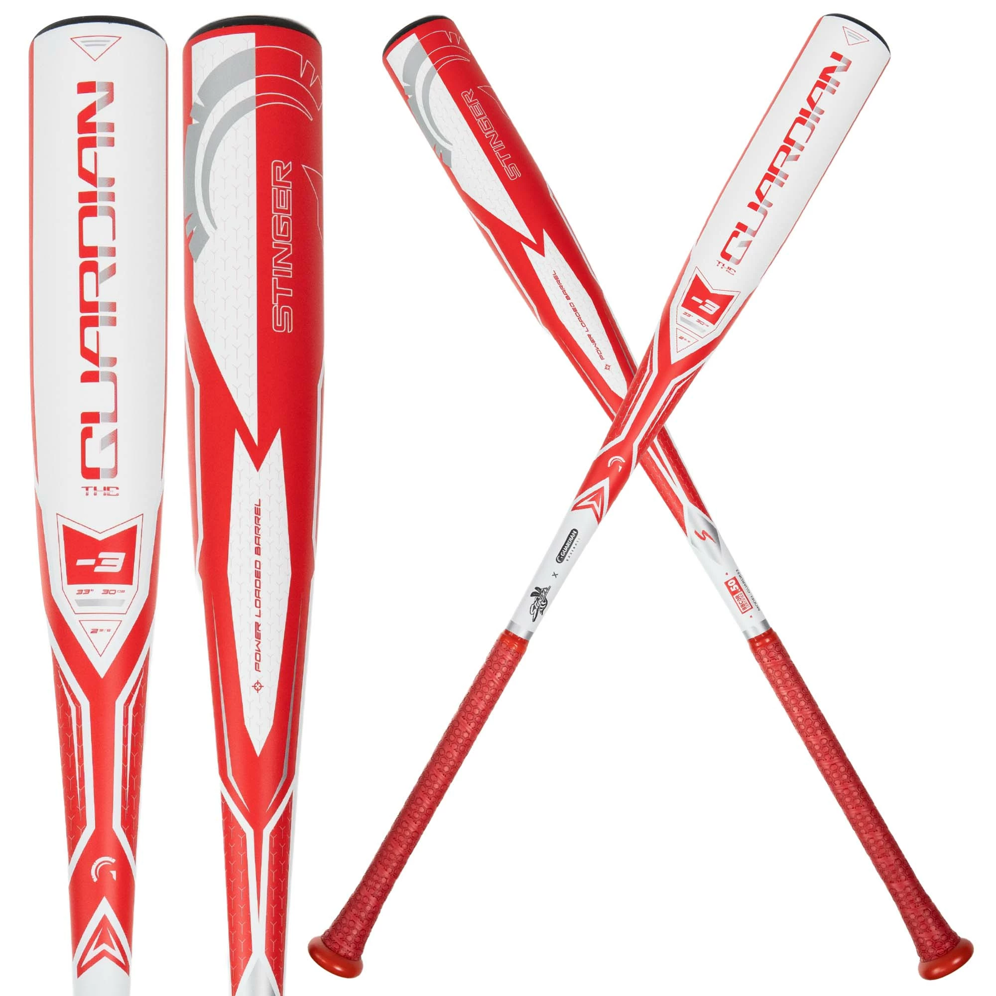 Guardian Baseball X Stinger The Guardian BBCOR 2 5/8" Baseball Bat Drop -3 (White/Red) 1 Guardian Baseball X Stinger The Guardian BBCOR 2 5/8" Baseball Bat Drop -3 (White/Red)