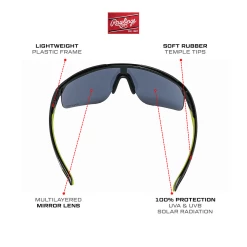 Rawlings Retro Vaporwave Baseball Shield Sunglasses Black Neon Green -Cheap Baseball Bats Store RAW R2210 BlackGreen 2