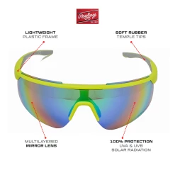 Rawlings Retro Vaporwave Baseball Shield Sunglasses Neon Lime Green Sunrise -Cheap Baseball Bats Store RAW R2210 NeonMatte