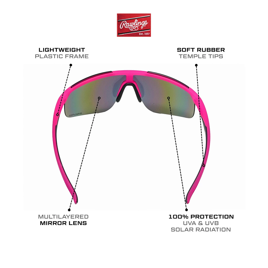Rawlings Retro Vaporwave Baseball Shield Sunglasses Neon Pink Sunset 6 Rawlings Retro Vaporwave Baseball Shield Sunglasses Neon Pink Sunset - Image 6