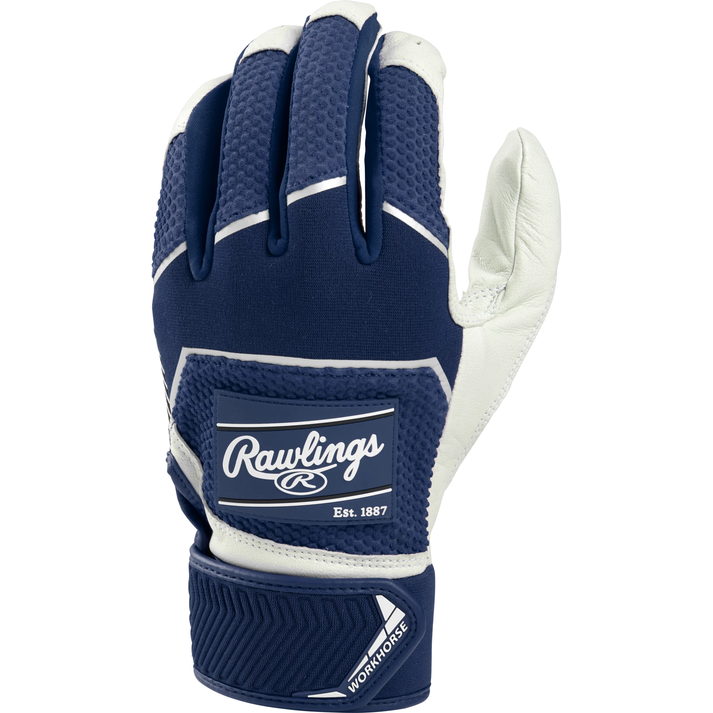 Rawlings Workhorse Youth Baseball Batting Gloves (Navy) 2 Rawlings Workhorse Youth Baseball Batting Gloves (Navy) - Image 2