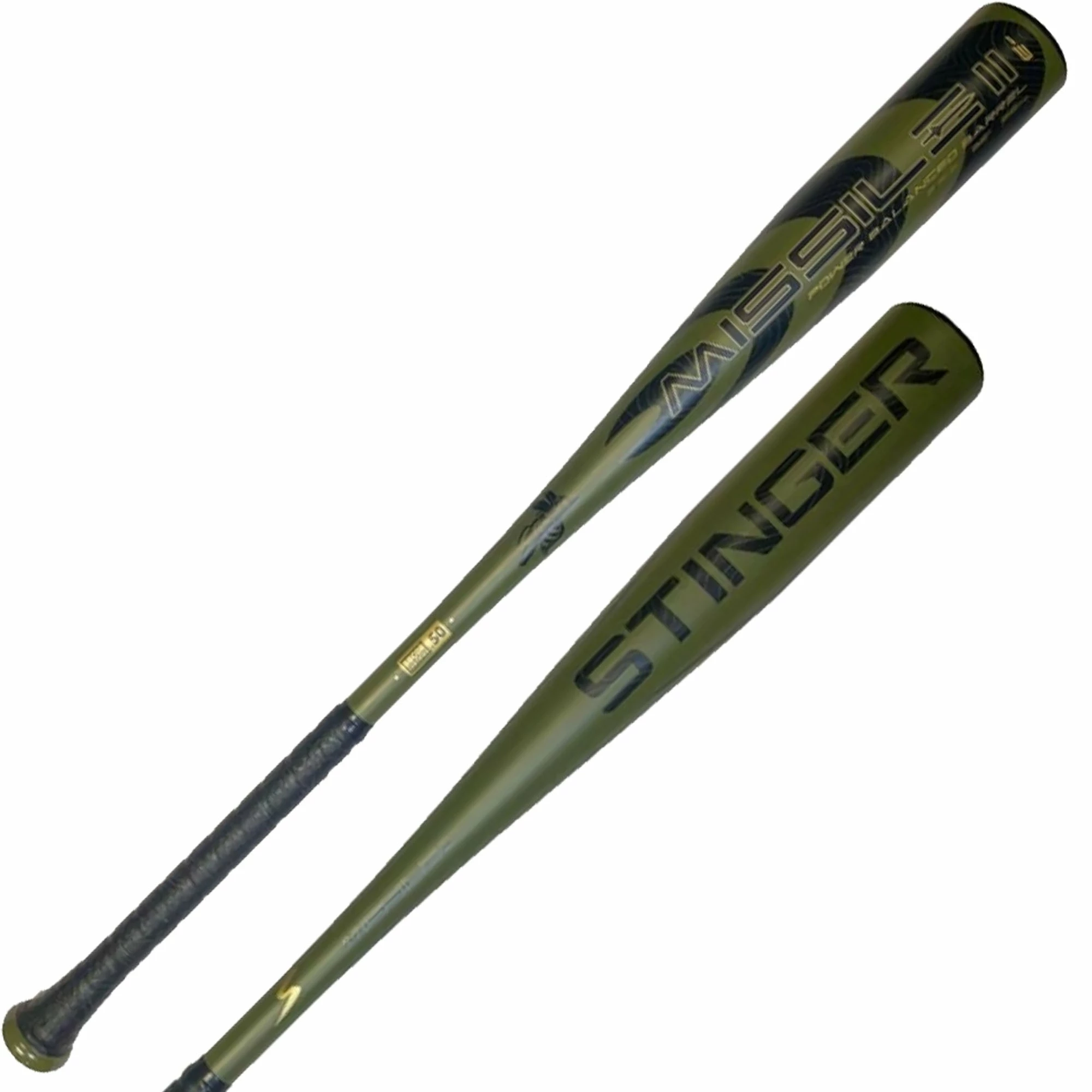 Stinger Missile 2 BBCOR 2022 2 5/8" Baseball Bat Drop -3 Matte (Military Green/Black/Gold Accents) 1 Stinger Missile 2 BBCOR 2022 2 5/8" Baseball Bat Drop -3 Matte (Military Green/Black/Gold Accents)