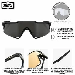 100% Speedcraft SL Performance Vented Baseball Sport Sunglasses (Black Smoke) 13 100% Speedcraft SL Performance Vented Baseball Sport Sunglasses (Black Smoke) -Cheap Baseball Bats Store SpeedcraftSLBlackSmokeInfo