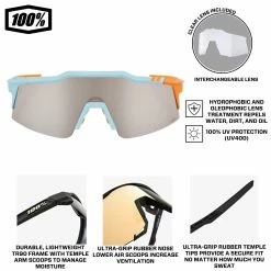 100% Speedcraft XS Performance Vented Baseball Sport Sunglasses (Soft Tact Two Tone - HiPER Silver Mirror Lens) -Cheap Baseball Bats Store SpeedcraftTwoToneSilverInfo