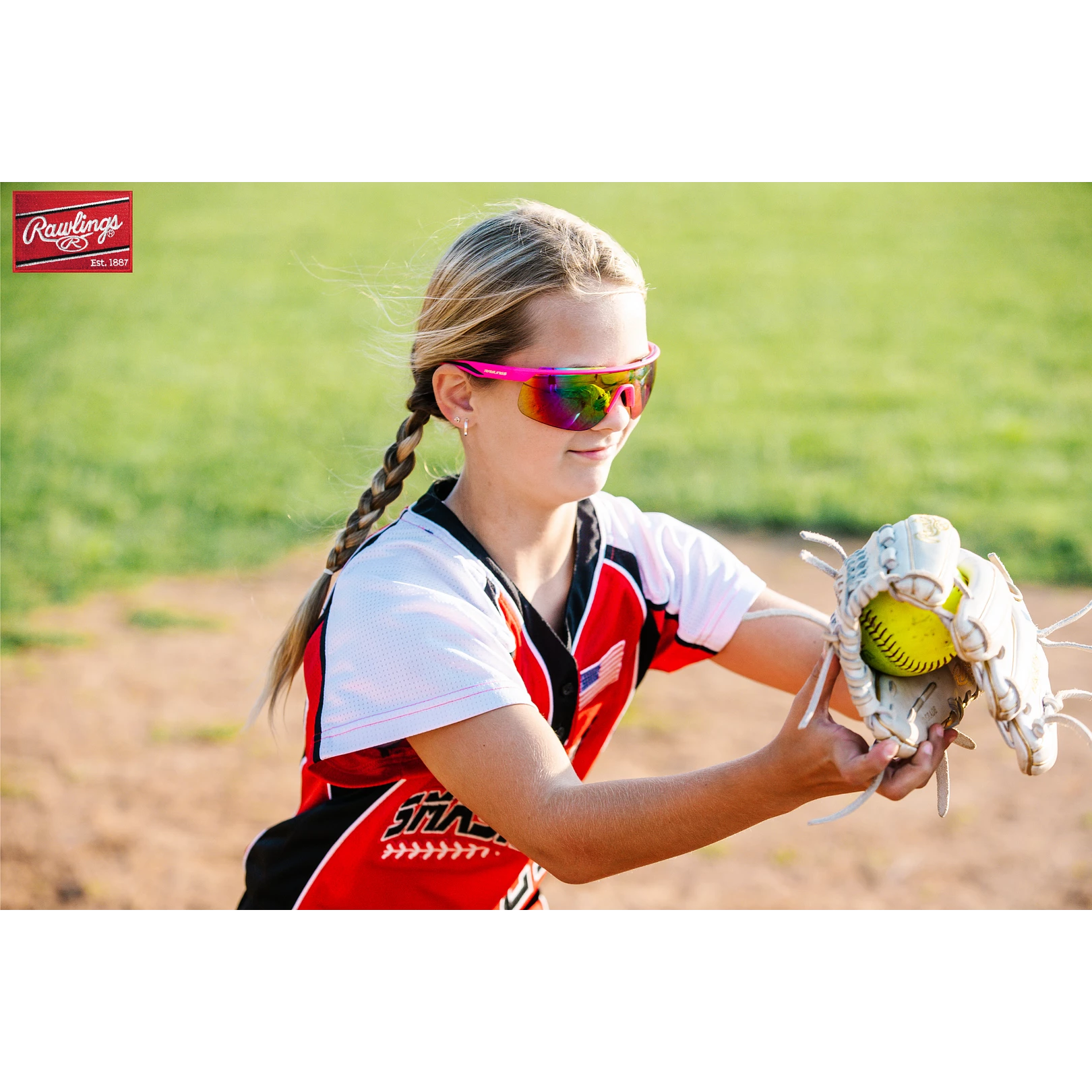 Rawlings Retro Vaporwave Baseball Shield Sunglasses Neon Pink Sunset 9 Rawlings Retro Vaporwave Baseball Shield Sunglasses Neon Pink Sunset - Image 9