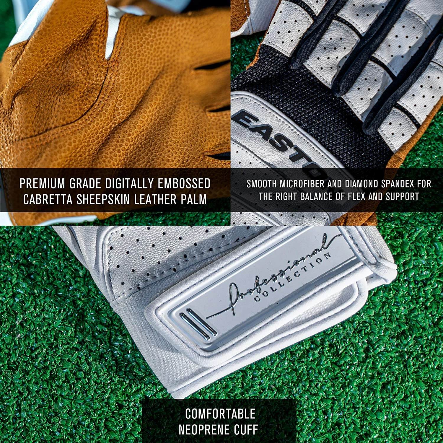 Easton Ramon Laureano Professional Collection Adult Batting Gloves, Large, White 4 Easton Ramon Laureano Professional Collection Adult Batting Gloves, Large, White - Image 4