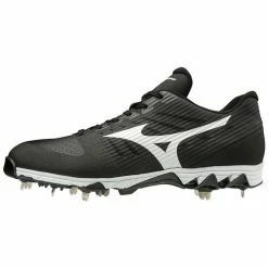 Mizuno 9-Spike Ambition Mid Men's Metal Baseball Cleats (Black/White)