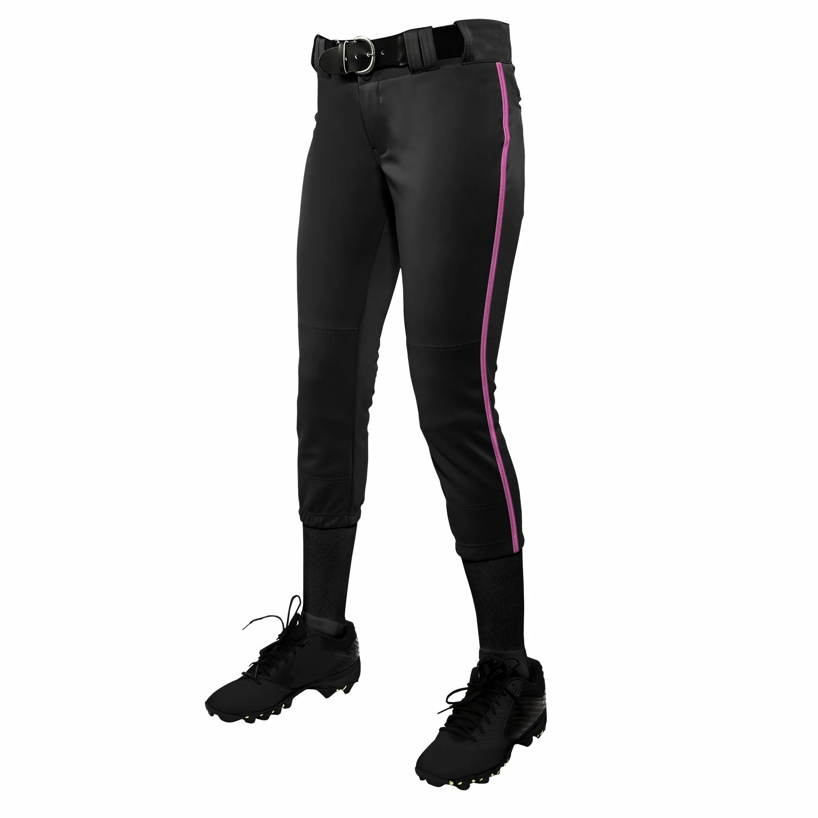Champro Tournament Traditional Low Rise Girls Fastpitch Softball Pants W/ Braid (Black/Pink) 1 Champro Tournament Traditional Low Rise Girls Fastpitch Softball Pants W/ Braid (Black/Pink)