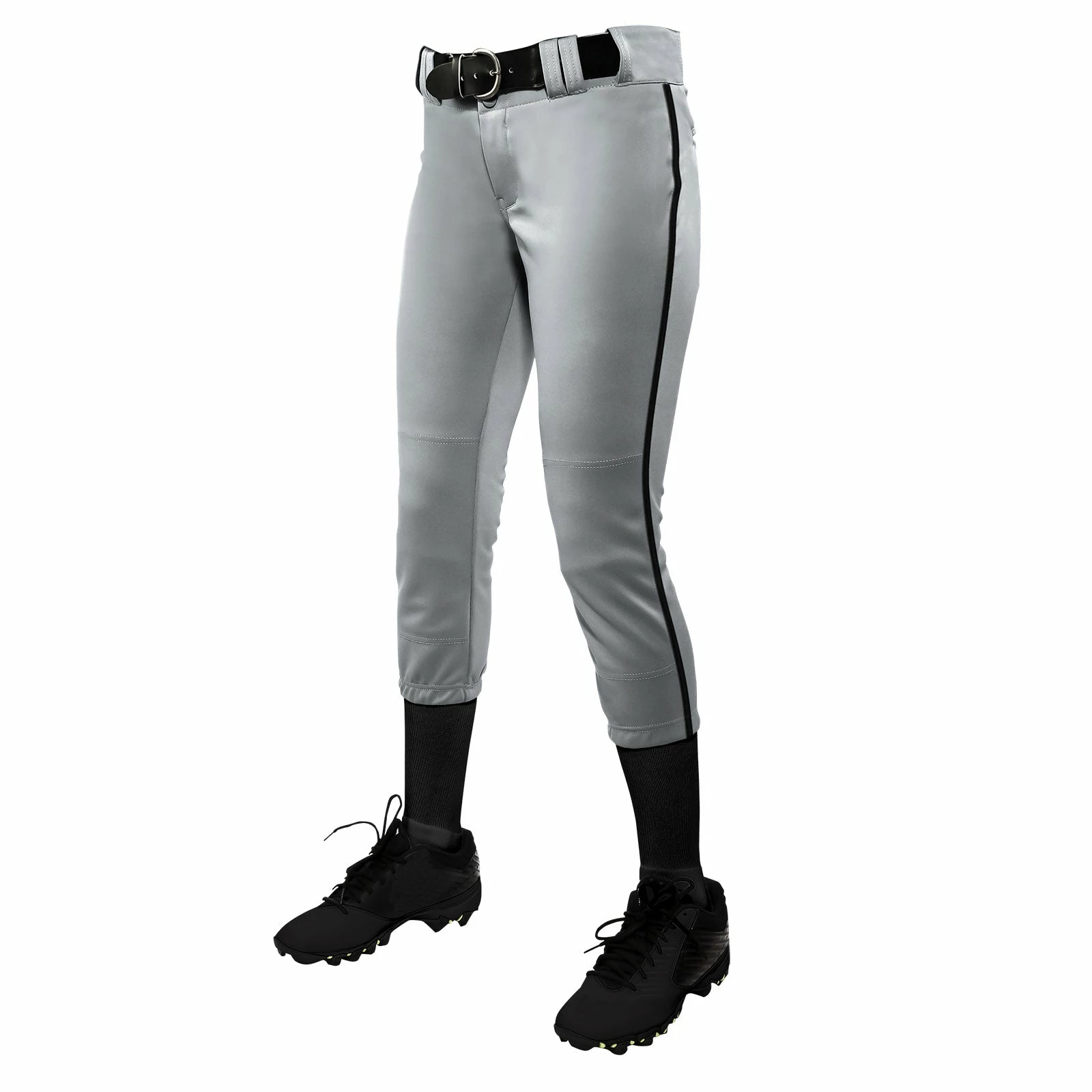 Champro Tournament Traditional Low Rise Girls Fastpitch Softball Pants W/ Braid (Gray/Black) 1 Champro Tournament Traditional Low Rise Girls Fastpitch Softball Pants W/ Braid (Gray/Black)