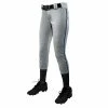 Champro Tournament Traditional Low Rise Girls Fastpitch Softball Pants W/Braid (Gray/Navy)