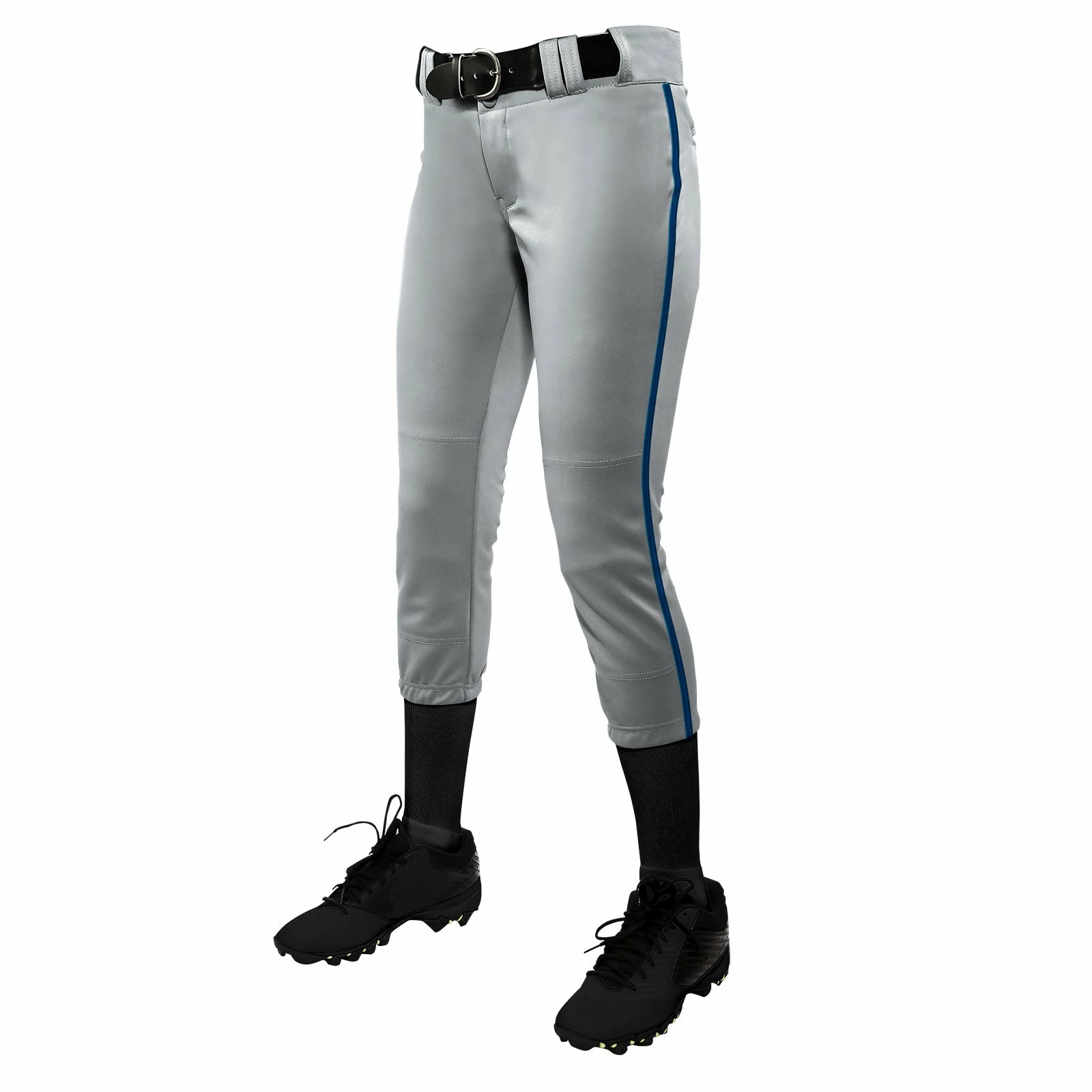 Champro Tournament Traditional Low Rise Girls Fastpitch Softball Pants W/Braid (Gray/Navy) 1 Champro Tournament Traditional Low Rise Girls Fastpitch Softball Pants W/Braid (Gray/Navy)