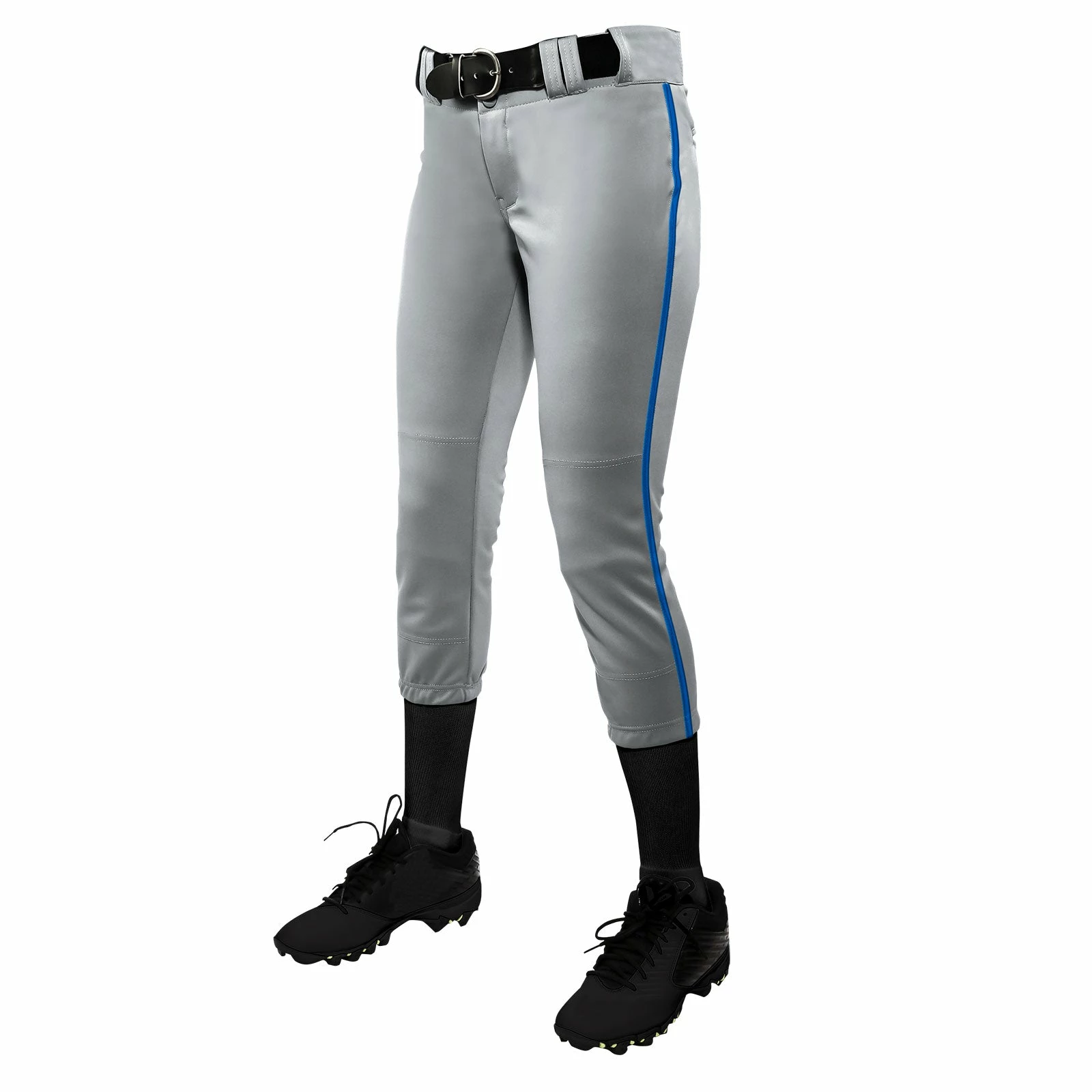 Champro Tournament Traditional Low Rise Girls Fastpitch Softball Pants W/ Braid (Gray/Royal) 1 Champro Tournament Traditional Low Rise Girls Fastpitch Softball Pants W/ Braid (Gray/Royal)