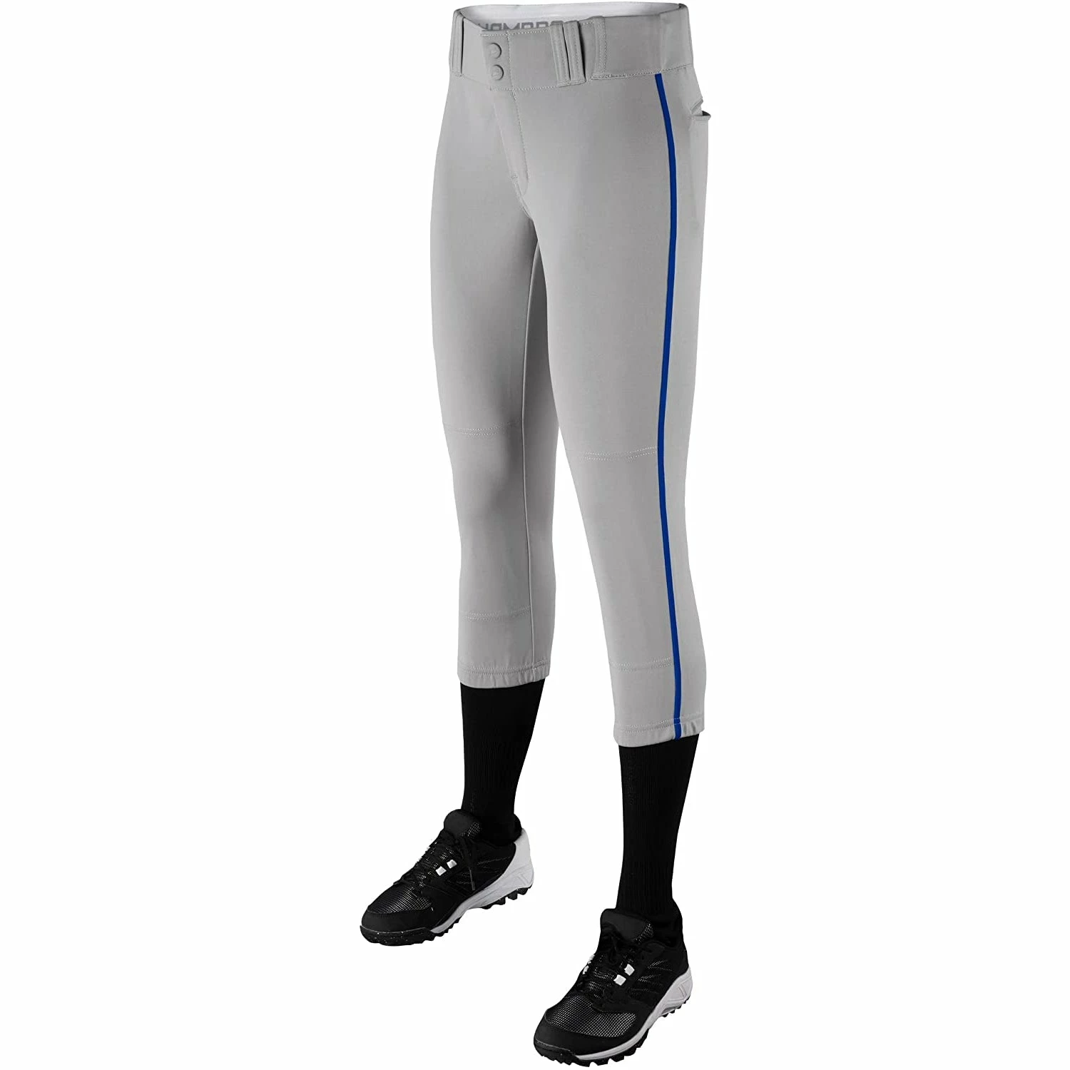 Champro Tournament Traditional Low Rise Girls Fastpitch Softball Pants W/ Braid (Gray/Royal) 2 Champro Tournament Traditional Low Rise Girls Fastpitch Softball Pants W/ Braid (Gray/Royal) - Image 2