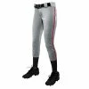 Champro Tournament Traditional Low Rise Girls Fastpitch Softball Pants W/ Braid (Gray / Scarlet)