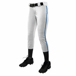 Champro Tournament Traditional Low Rise Womens Fastpitch Pants W/ Braid (White/Royal)