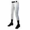 Champro Tournament Traditional Low Rise Girls Fastpitch Softball Pants W/ Braid (White/Royal)