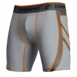 Champro Wind-Up Youth Boy's Baseball Compression Sliding Shorts (Gray)