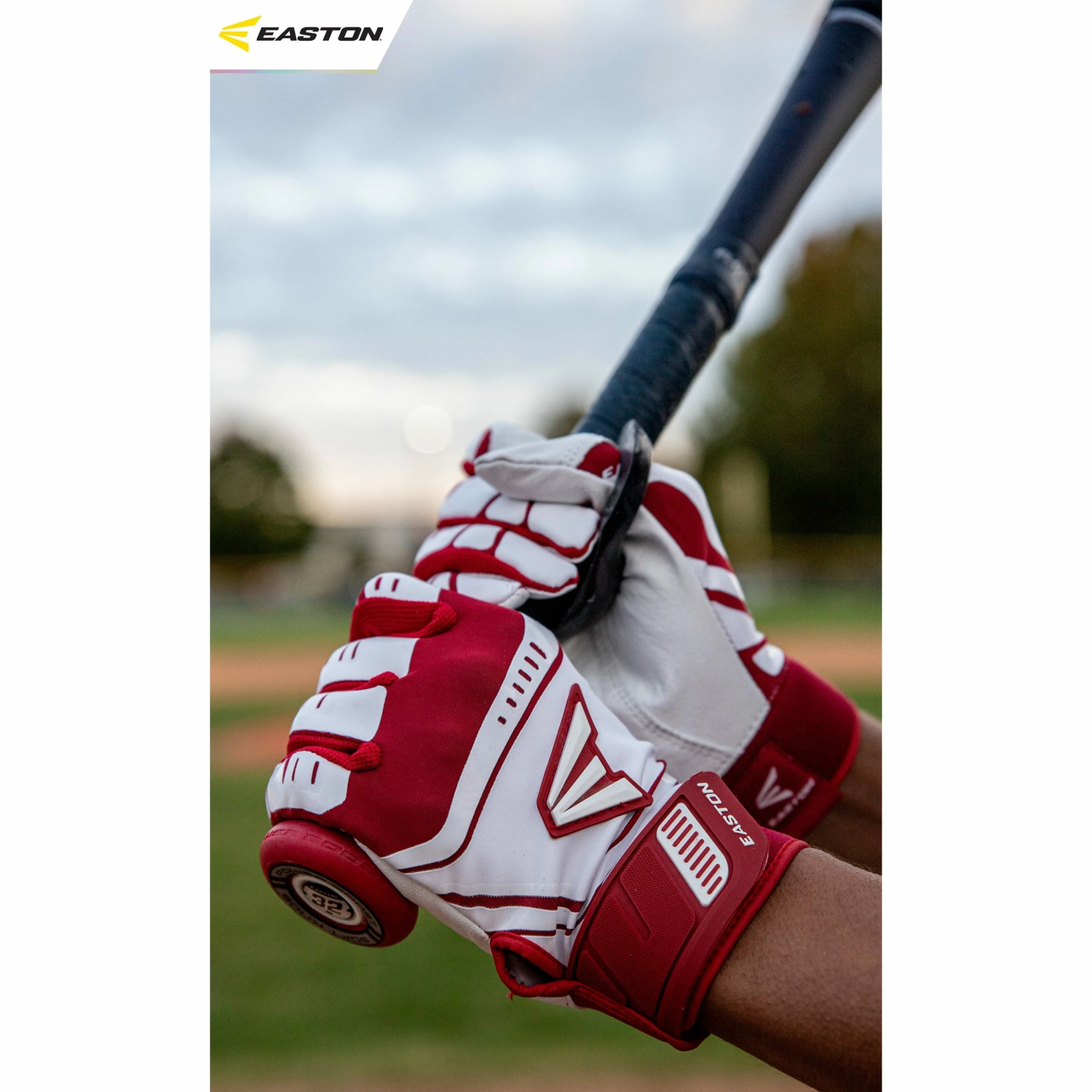 Easton Baseball Walk Off Power Leverage Adult Batting Gloves (White/Red) 3 Easton Baseball Walk Off Power Leverage Adult Batting Gloves (White/Red) - Image 3