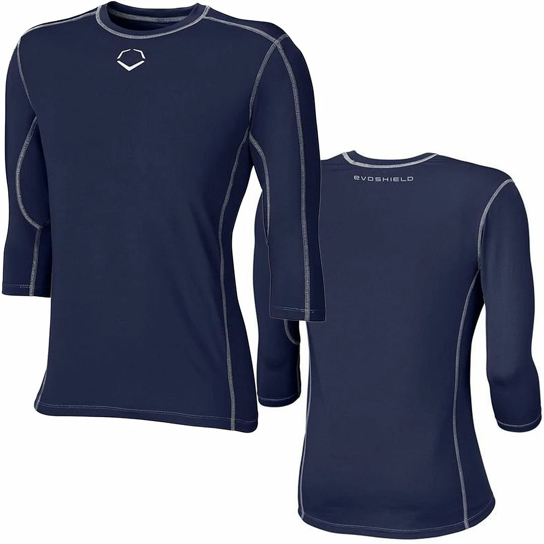 EvoShield Pro Team Baseball Adult Men's Mid Sleeve Workout Tee Shirt (Navy) 3 EvoShield Pro Team Baseball Adult Men's Mid Sleeve Workout Tee Shirt (Navy) - Image 3