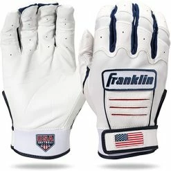 Franklin Sports CFX Pro Softball Fastpitch Women's Batting Gloves (White/Navy/Red)