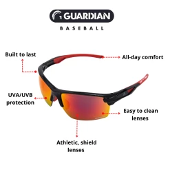 Guardian Baseball Diamond Ray Beams Adult Shield Sunglasses - Comes With Protective Case And Lens Cloth - Adult Unisex - Sports Sunglasses (Black/Red) 15 Guardian Baseball Diamond Ray Beams Adult Shield Sunglasses - Comes With Protective Case And Lens Cloth - Adult Unisex - Sports Sunglasses (Black/Red) -Cheap Baseball Bats Store gb sungth6407 adult blkredmulti 1