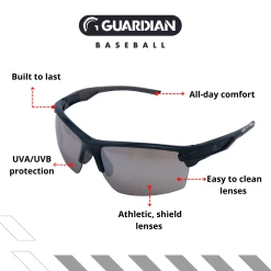Guardian Baseball Diamond Ray Beams Adult Shield Sunglasses - Comes With Protective Case And Lens Cloth - Adult Unisex - Sports Sunglasses (Navy/Grey) -Cheap Baseball Bats Store gb sungth6407 adult nagreygrey 1
