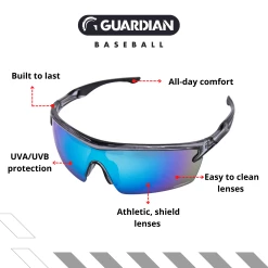 Guardian Baseball Reflector Pro Adult Shield Sunglasses - Comes With Protective Case And Lens Cloth - Adult Unisex - Sports Sunglasses (Grey/Blue) -Cheap Baseball Bats Store gb sungth7065 adult greyblue 1