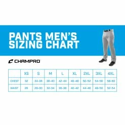 Champro Triple Crown Classic W/ Braid Mens Baseball Pants (Gray/Black) -Cheap Baseball Bats Store pantsmen ssizingchart 1