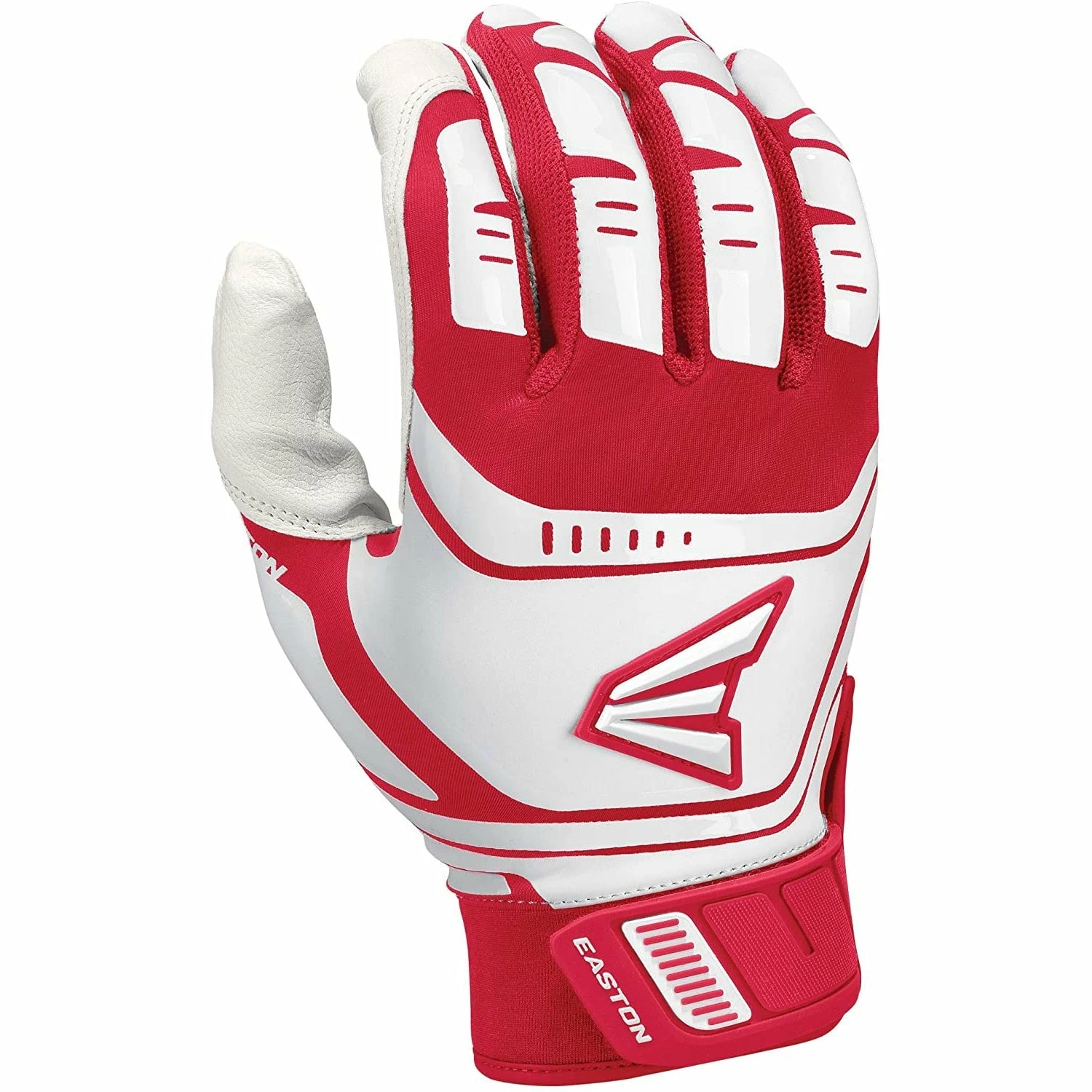 Easton Baseball Walk Off Power Leverage Adult Batting Gloves (White/Red) 1 Easton Baseball Walk Off Power Leverage Adult Batting Gloves (White/Red)