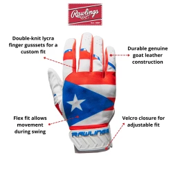 Guardian Baseball X Rawlings 5150 Limited Edition Puerto Rico Flag Baseball Batting Gloves Adult Sizes (White/Blue/Red) -Cheap Baseball Bats Store rawlings 5150 batting glove country pc ed734c15 74f3 4b76 b7aa 33257834e79e