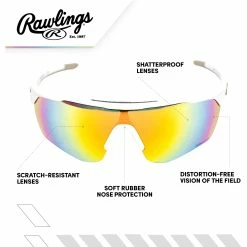 Rawlings Adult Shield Baseball Sunglasses Lightweight Sports Sun Glasses For Running, Softball, Rowing, Cycling (White/Gray) 23 Rawlings Adult Shield Baseball Sunglasses Lightweight Sports Sun Glasses For Running, Softball, Rowing, Cycling (White/Gray) -Cheap Baseball Bats Store raws 10252453.qts white orange2 256dbc69 bb50 4241 a97d 893d4743b890