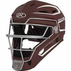 Rawlings Velo 2.0 Series 2-Tone Matte Finish Catchers Helmet Junior Youth Size (Cardinal/White)
