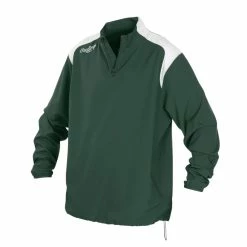 Rawlings Baseball Adult Men's Long Sleeve Quarter-Zip Jacket (Dark Green)