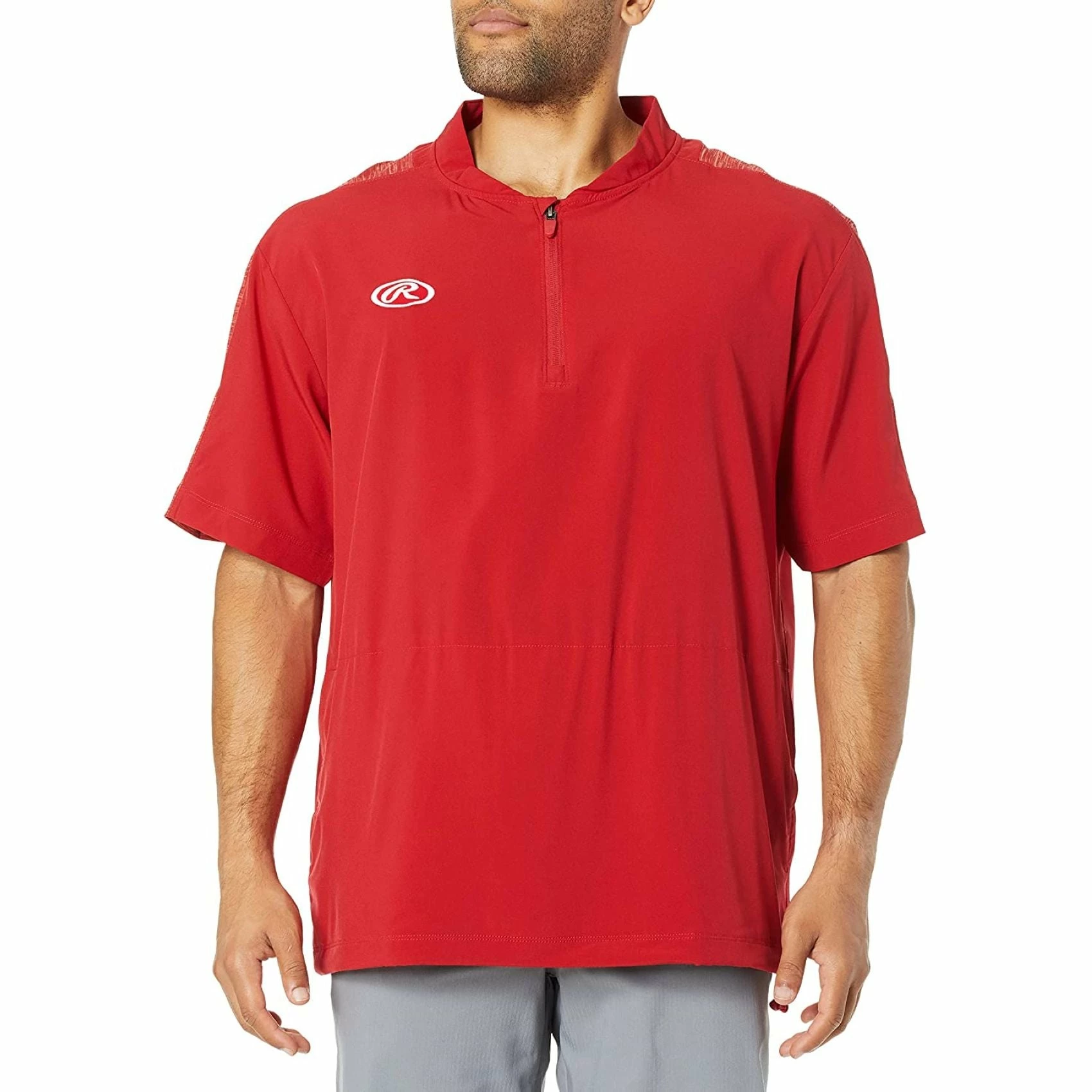 Rawlings Launch Short Sleeve Men's Cage Batting Practice Jacket Small (Scarlet) 1 Rawlings Launch Short Sleeve Men's Cage Batting Practice Jacket Small (Scarlet)
